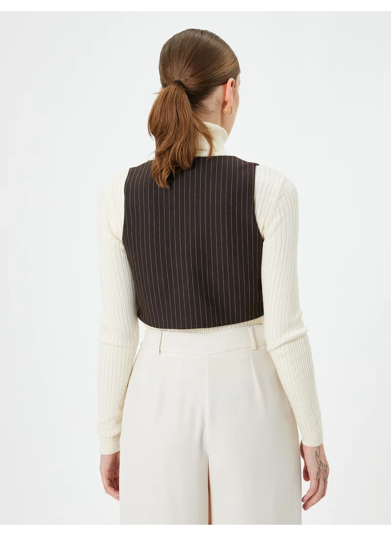 KOTON Crop Vest Buttoned with Mini Pocket