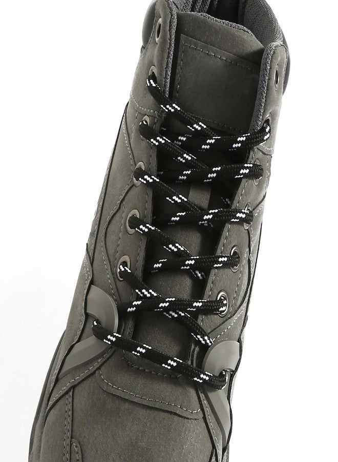 VSUDO Round Shoe Laces for Hiking Boots, 5/32 Inch Shoestrings for Outdoor Work Shoes, Thick Climbing Shoelaces for Boots, 19 Black With White Dot, 39" ( 100 CM ) - Image 3