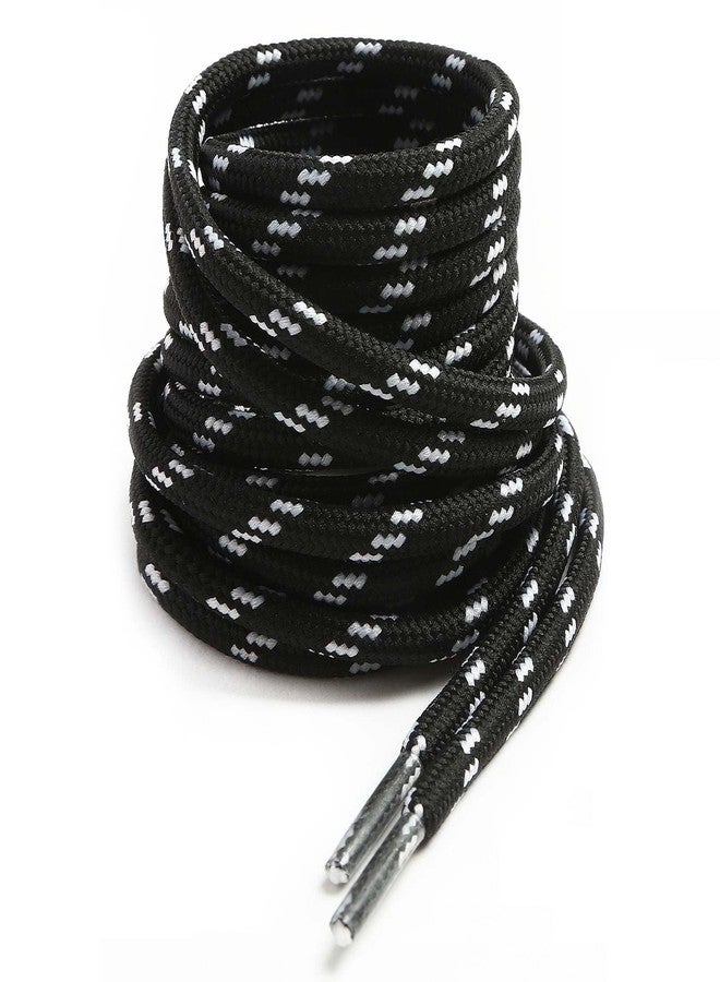 VSUDO Round Shoe Laces for Hiking Boots, 5/32 Inch Shoestrings for Outdoor Work Shoes, Thick Climbing Shoelaces for Boots, 19 Black With White Dot, 39" ( 100 CM ) - Image 1