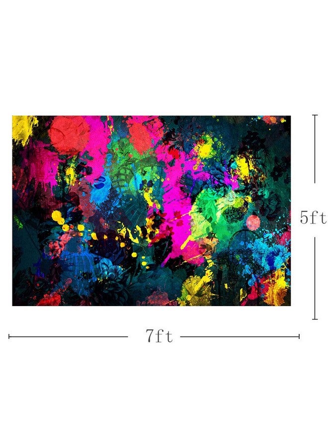 Graffiti Painting Photo Booth Backdrop Banner Abstract Retro Art Neon Glowing Birthday Party Decorations Studio Photography Background Props 7X5Ft