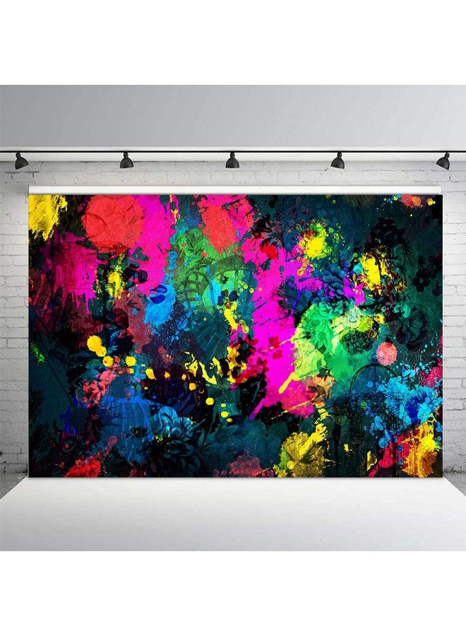 Graffiti Painting Photo Booth Backdrop Banner Abstract Retro Art Neon Glowing Birthday Party Decorations Studio Photography Background Props 7X5Ft