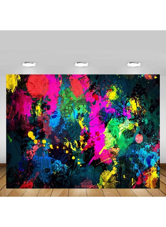 Graffiti Painting Photo Booth Backdrop Banner Abstract Retro Art Neon Glowing Birthday Party Decorations Studio Photography Background Props 7X5Ft