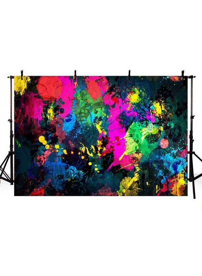 Graffiti Painting Photo Booth Backdrop Banner Abstract Retro Art Neon Glowing Birthday Party Decorations Studio Photography Background Props 7X5Ft
