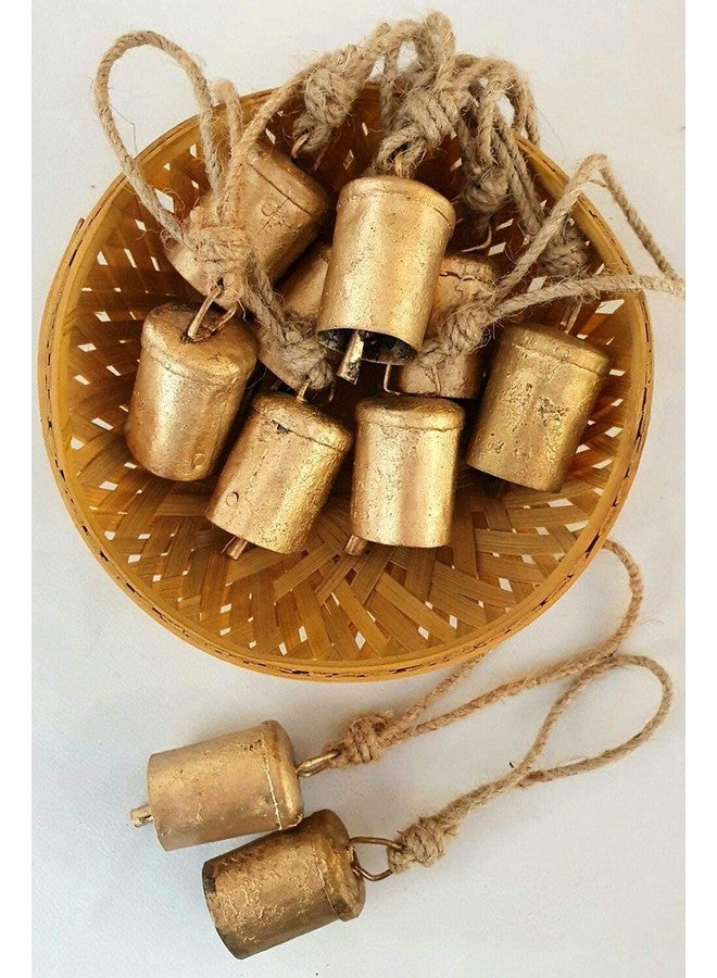 Carfar (Set of 10) Vintage Rustic Lucky Tin Cow Bells Christmas Decor Bells Cylinder Shape - Image 1