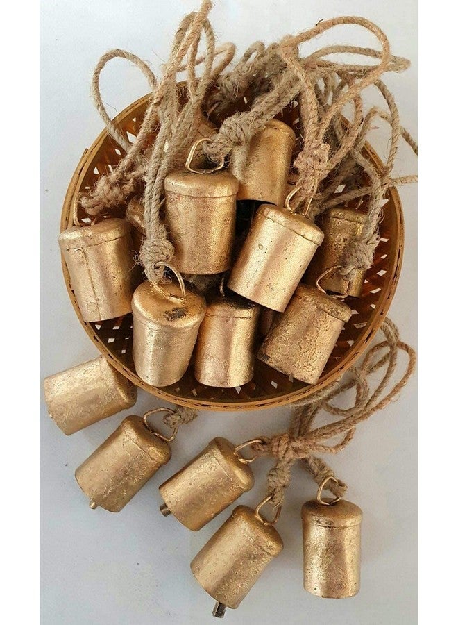 Carfar (Set of 10) Vintage Rustic Lucky Tin Cow Bells Christmas Decor Bells Cylinder Shape - Image 2