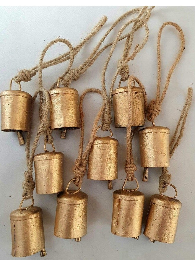 Carfar (Set of 10) Vintage Rustic Lucky Tin Cow Bells Christmas Decor Bells Cylinder Shape - Image 3