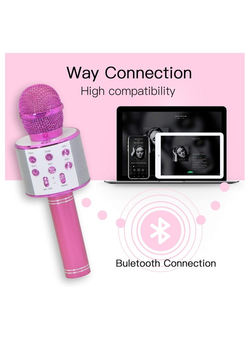 Gifts for Girls Age 4-10, Wireless Bluetooth Karaoke Microphone for Kids Girls Gifts for 5-10 Year Old Girls Toys for 5-10 Year Old Girls Boys Pink KIBM1 - Image 4