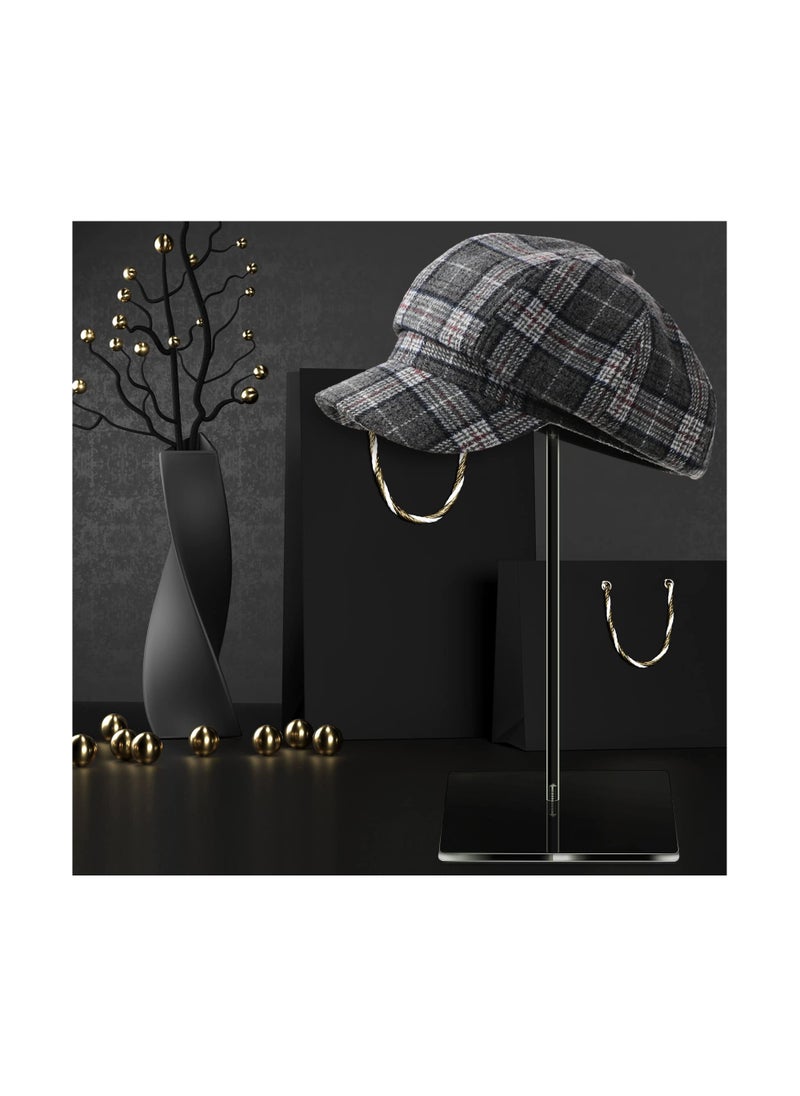 Generic - 2 Set Clear Acrylic Hat Stand and Wig Display Rack Hat Stands for Display Hat Pedestal Stand Round Barbell Pedestal Display Riser Wig Display Holder for Hat Watch(12 Inch in Height, Square Bottom) - Image 1