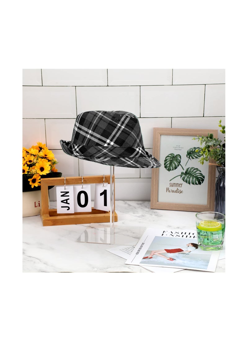 Generic - 2 Set Clear Acrylic Hat Stand and Wig Display Rack Hat Stands for Display Hat Pedestal Stand Round Barbell Pedestal Display Riser Wig Display Holder for Hat Watch(12 Inch in Height, Square Bottom) - Image 1