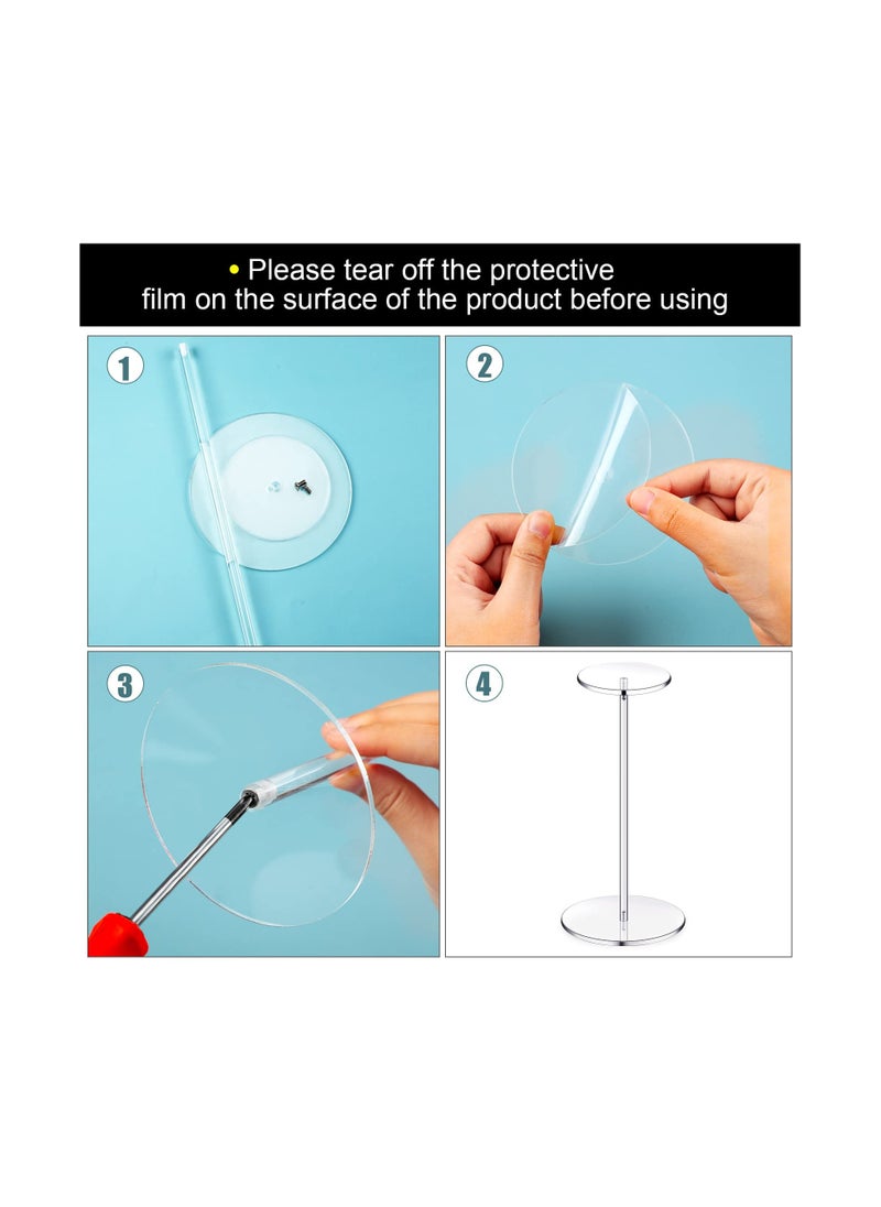 Generic - 2 Set Clear Acrylic Hat Stand and Wig Display Rack Hat Stands for Display Hat Pedestal Stand Round Barbell Pedestal Display Riser Wig Display Holder for Hat Watch(12 Inch in Height, Square Bottom) - Image 1