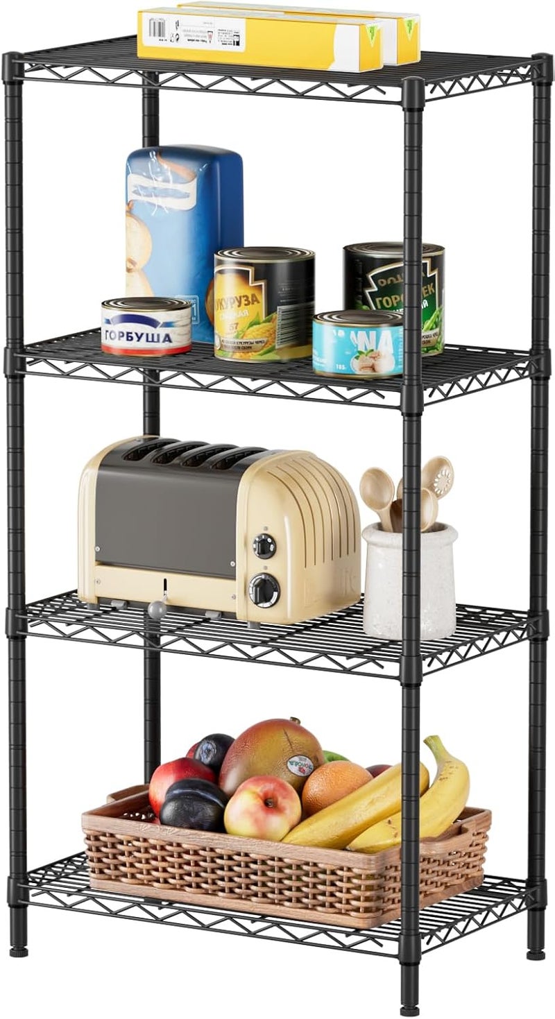 SINGAYE 4 Tier Storage Rack Wire Shelving Unit Shelves Metal for Pantry Closet Shelve Organization Kitchen Laundryroom 800Lbs Capacity 24" D x 14" W x 48" H Black - Image 1