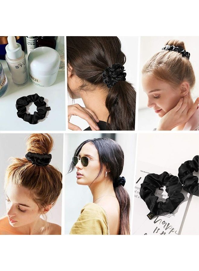 Ivyu Scrunchies Black Satin Silk Hair Ties - Women Hair Bands Scrunchy For Thick Curl Hair No Crease Hair Accessories Soft Ropes Ponytail Holder No Hurt Your Hair - Image 3