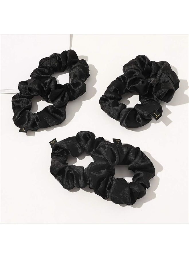 Ivyu Scrunchies Black Satin Silk Hair Ties - Women Hair Bands Scrunchy For Thick Curl Hair No Crease Hair Accessories Soft Ropes Ponytail Holder No Hurt Your Hair - Image 5