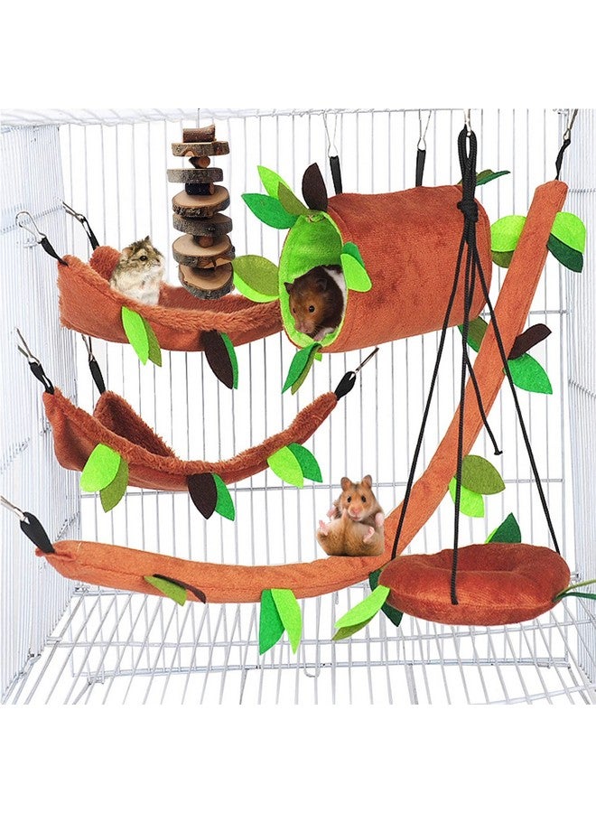 Hamiledyi 6 Pcs Hamster Hammock Small Animals Hanging Warm Bed House Organic Natural Apple Wood Chewing Stick Rat Cage Nest Accessories Toy Hanging Tunnel And Swing For Sugar Glider Small Hamsters Rat - Image 1