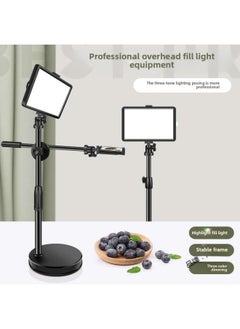 General Fill Light Photography Live Broadcast Small Desktop Food Lighting Spotlight Taobao Live Studio Photography Soft Light Led Square-Light Source Color:Panel Light Three-color Adjustable + 55cm Disc Bra  - Image 3