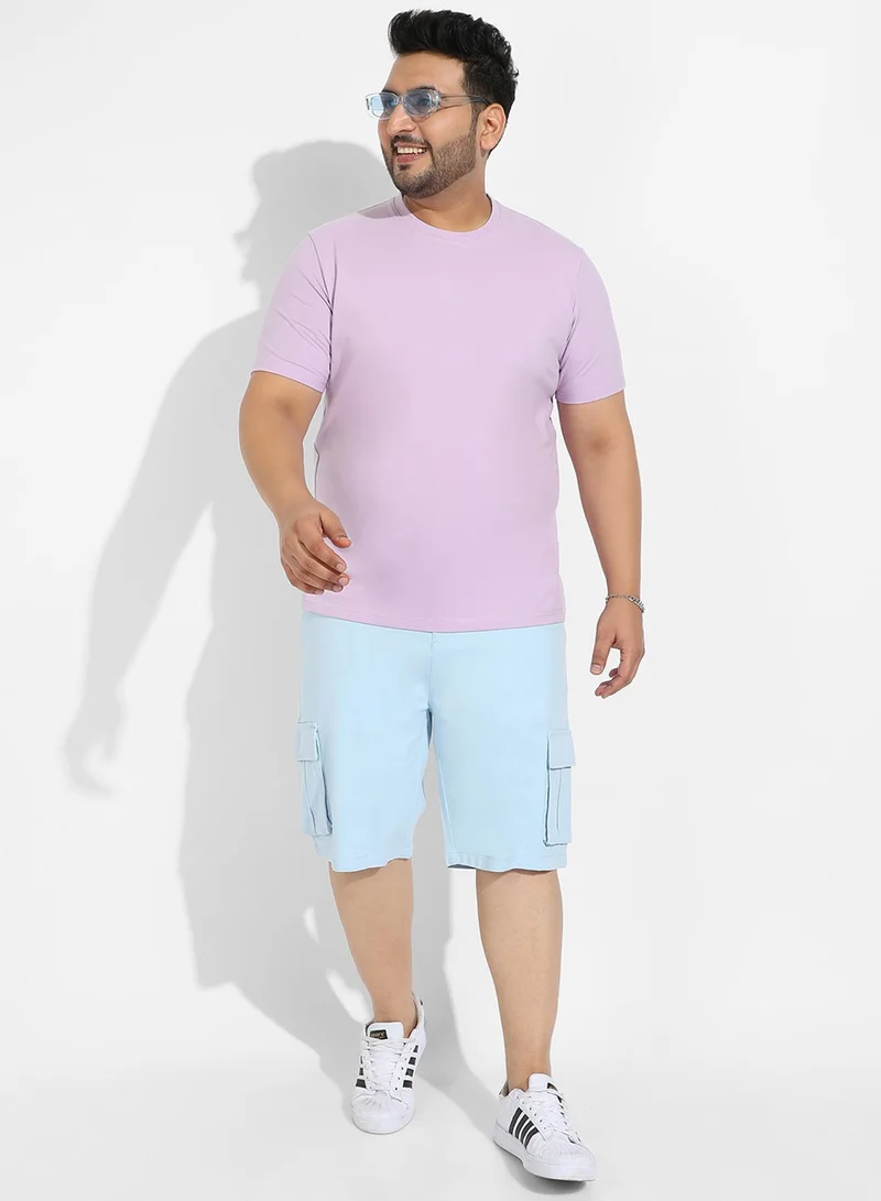 Instafab Plus Instafab Plus Men's Lilac Basic Plus-Size Fit T-Shirt For Casual Wear | Crewneck | Short Sleeve | Pull On Closure | Cotton T-Shirt Crafted With Comfort Fit For Everyday Wear