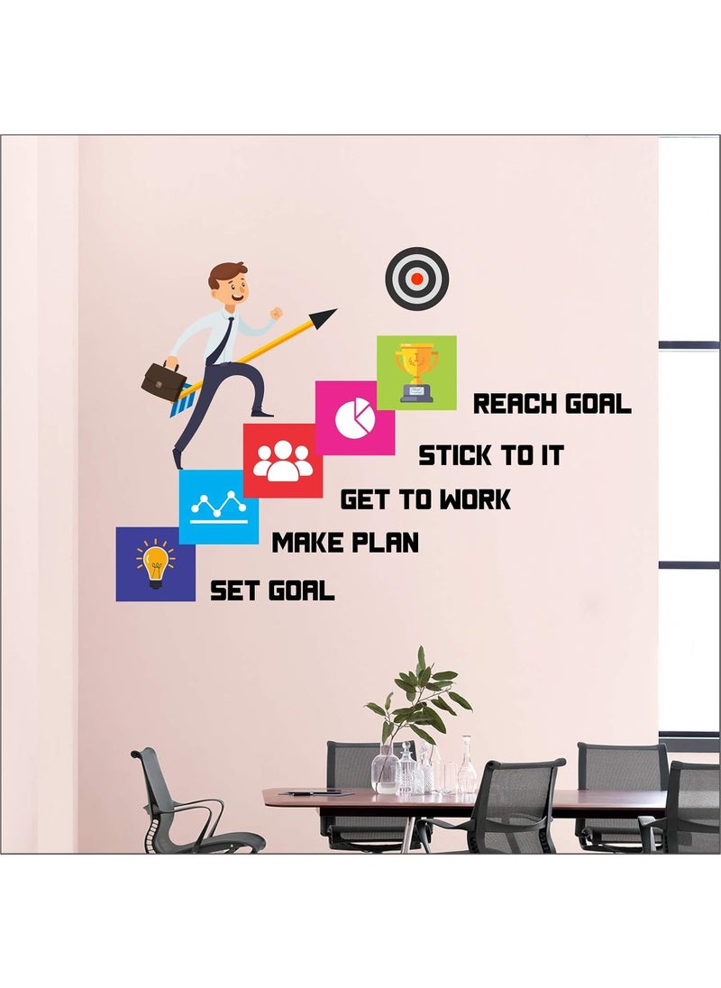 StickMe - StickMe 'Career - Reach Goal - Office Inspirational Motivation Wall Sticker ' -SM717 (Multi Colour, Vinyl - 90cm X 60 cm) - Image 1