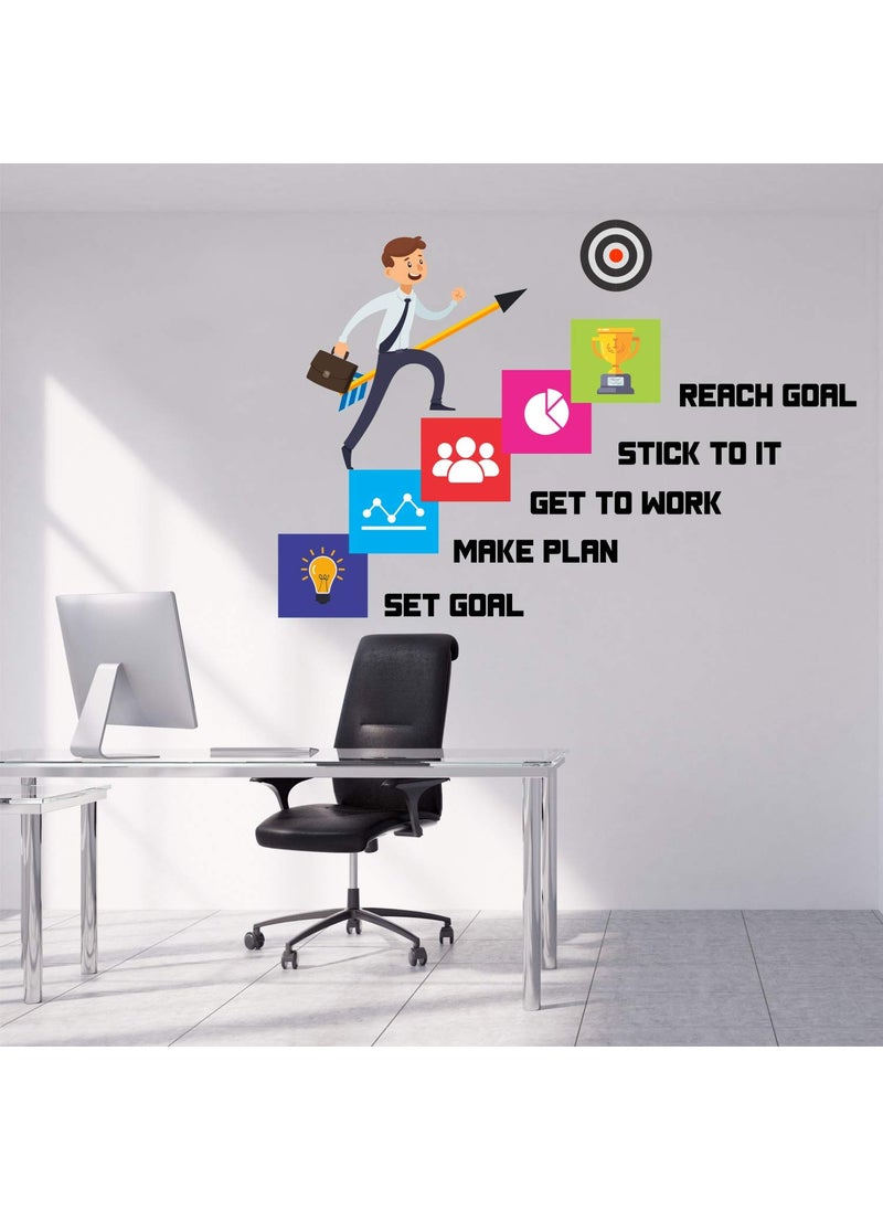 StickMe - StickMe 'Career - Reach Goal - Office Inspirational Motivation Wall Sticker ' -SM717 (Multi Colour, Vinyl - 90cm X 60 cm) - Image 1