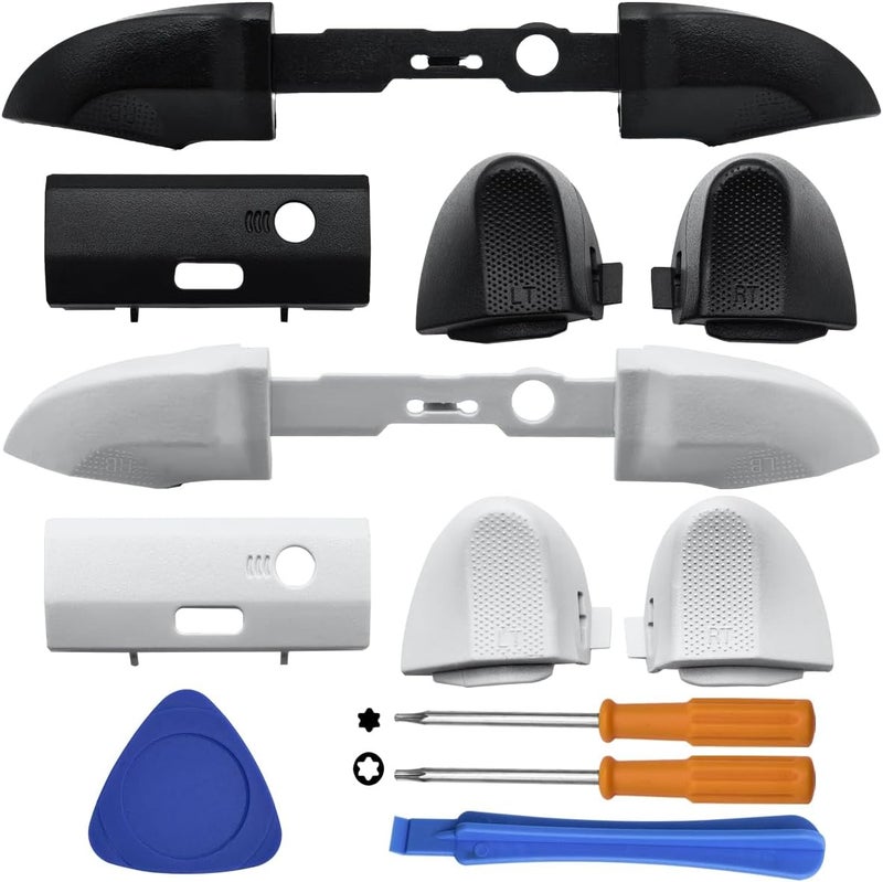 داكوان 2 Pack Bumpers Replacement، متوافق مع أجهزة تحكم Xbox Series X/S، مجموعة إصلاح أزرار LB RB باللونين الأسود والأبيض مع عصي التحكم، مفكات T6 T8H وأدوات فتح - Image 1