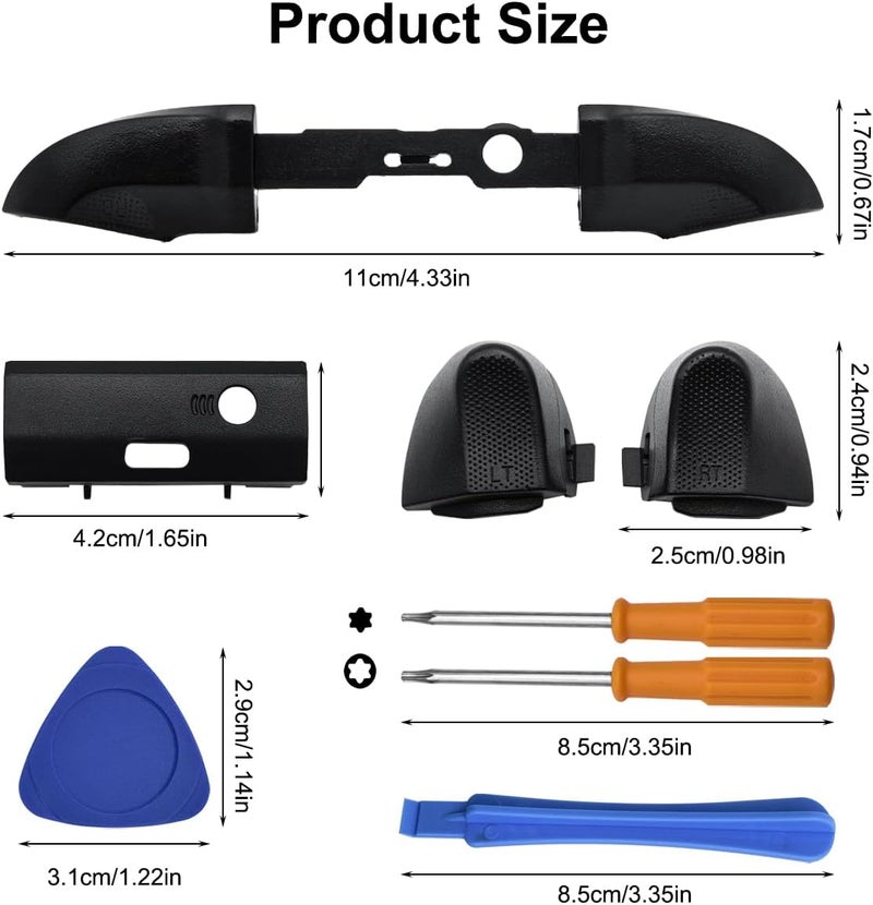 داكوان 2 Pack Bumpers Replacement، متوافق مع أجهزة تحكم Xbox Series X/S، مجموعة إصلاح أزرار LB RB باللونين الأسود والأبيض مع عصي التحكم، مفكات T6 T8H وأدوات فتح - Image 2