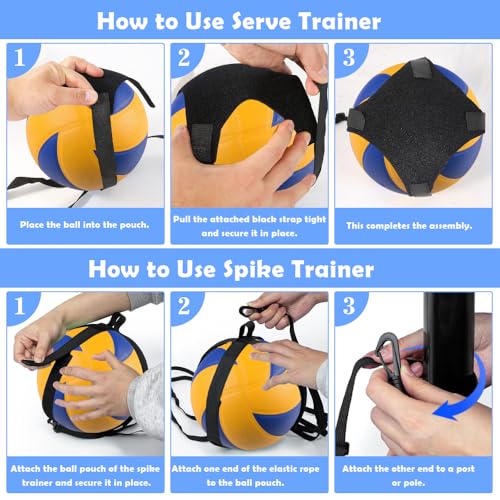 ENERACES Solo Volleyball Trainer Pro Kit with Rebounder – All-in-One Volleyball Training Equipment for Serving, Spiking & Setting Practice, Youth & Teen Practice Gift with Stickers & Bracelet - Image 3