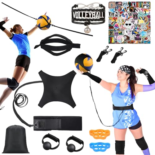 ENERACES Solo Volleyball Trainer Pro Kit with Rebounder – All-in-One Volleyball Training Equipment for Serving, Spiking & Setting Practice, Youth & Teen Practice Gift with Stickers & Bracelet - Image 1