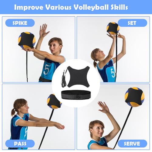 ENERACES Solo Volleyball Trainer Pro Kit with Rebounder – All-in-One Volleyball Training Equipment for Serving, Spiking & Setting Practice, Youth & Teen Practice Gift with Stickers & Bracelet - Image 4
