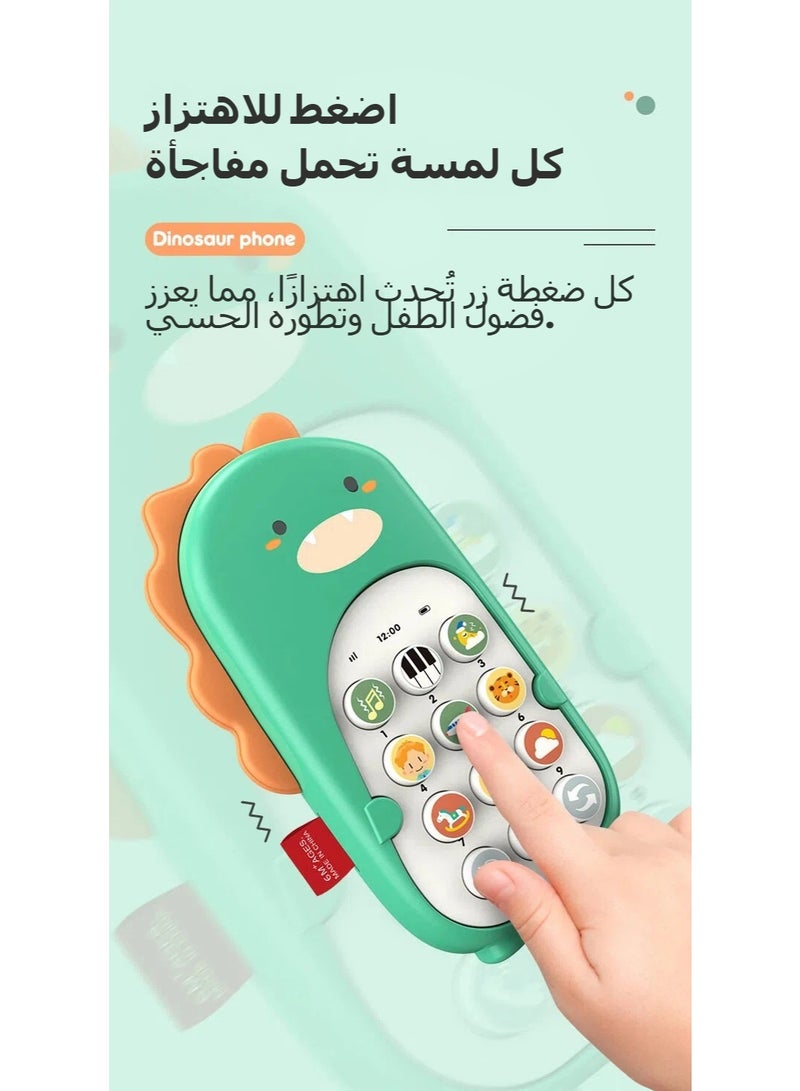 هاتف موسيقي متعدد الوظائف للعب الأطفال القابل للمضغ - تصميم ديناصور وردي مناسب للأطفال الذين تبلغ أعمارهم 6 أشهر فما فوق - Image 4