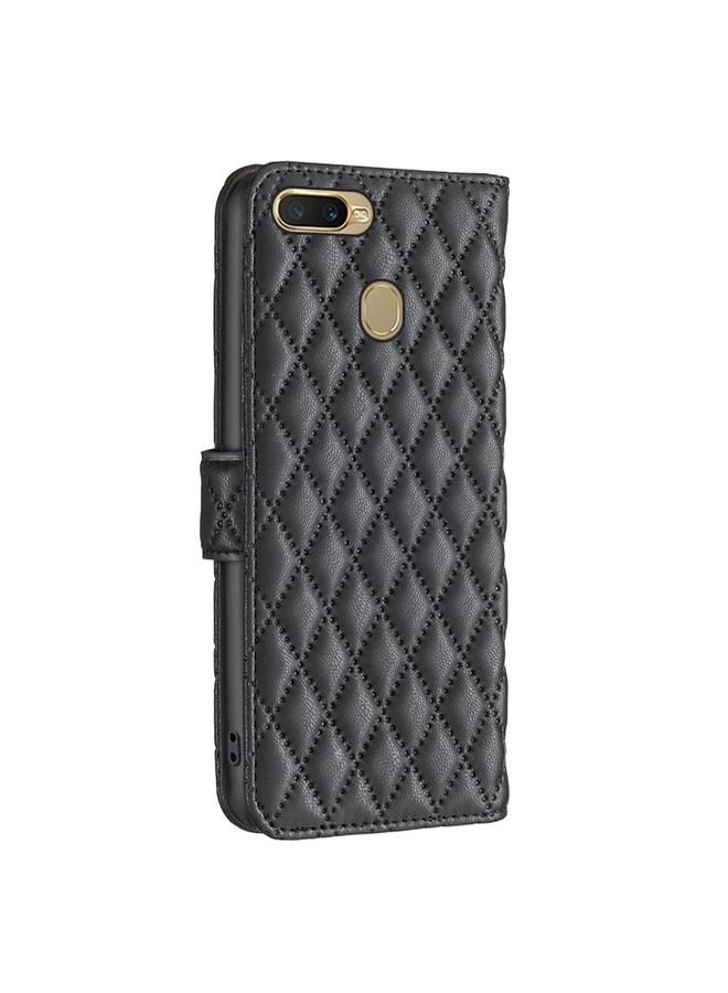 اس-توب جراب هاتف OPPO A7 Diamond Lattice Wallet Leather Flip Case - Image 3