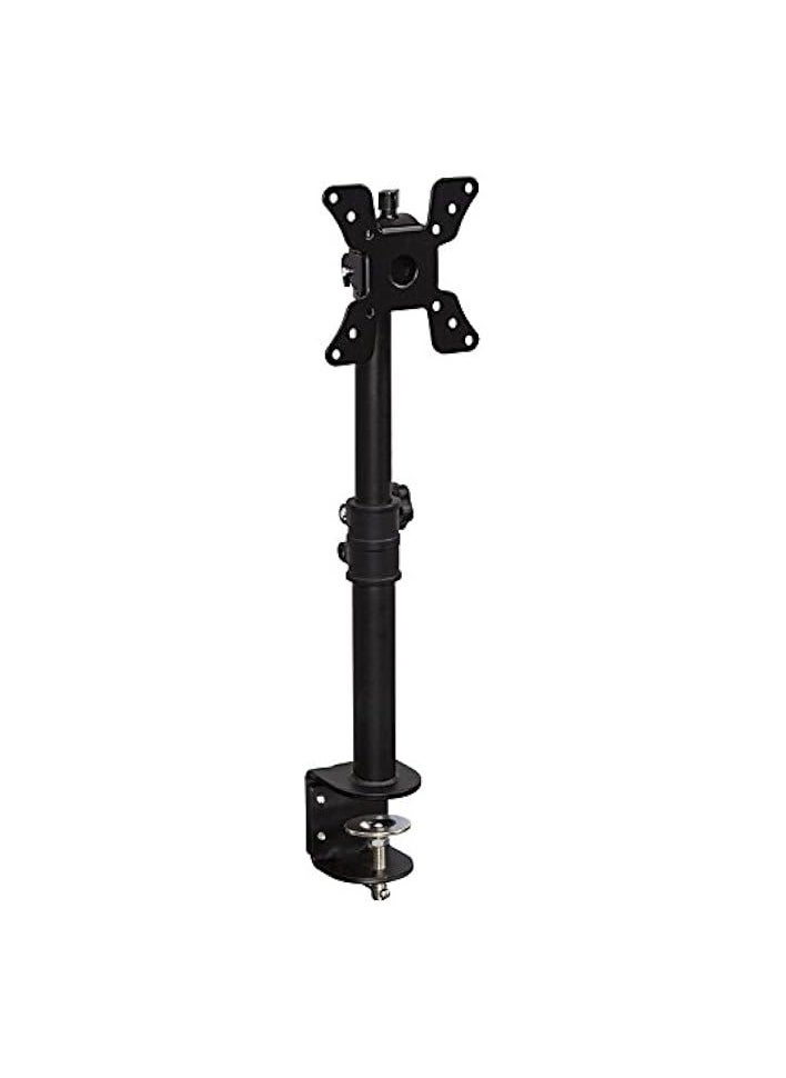 PROMASS - Single VESA Monitor Mount | Vertical Monitor Desk Stand | Telescoping Pole Height Adjustable | Fits 19 20 21 22 23 24 27 29 30 Inch Computer PC Screens | C-Clamp Base - Image 1