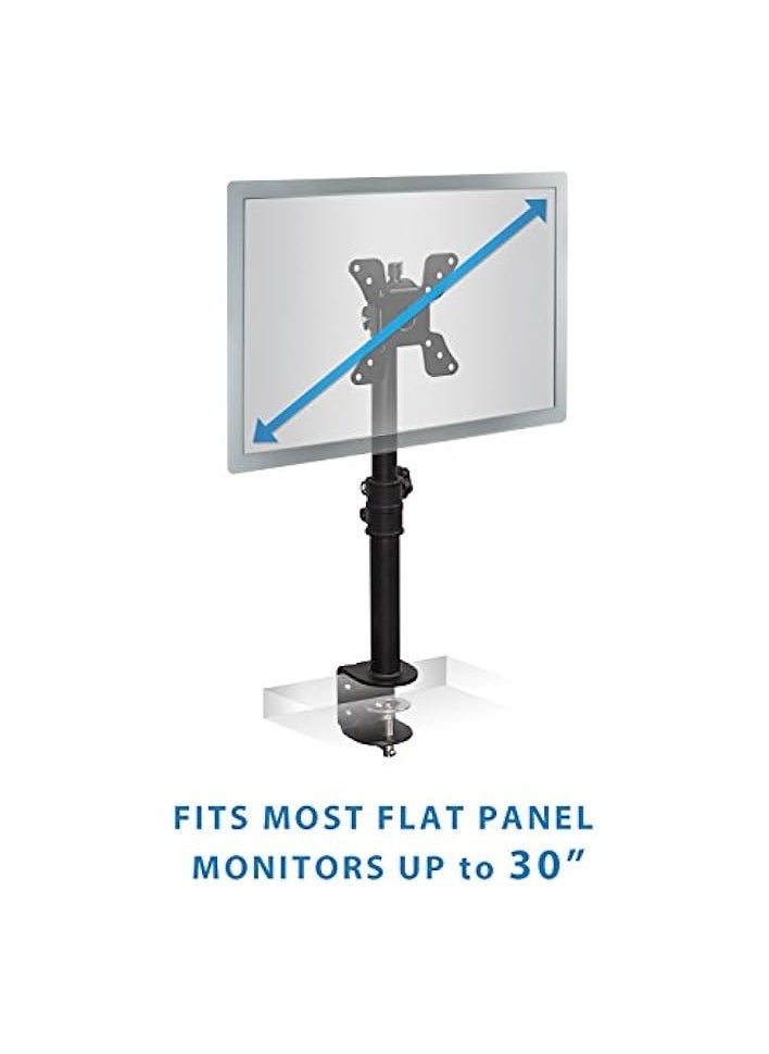 PROMASS - Single VESA Monitor Mount | Vertical Monitor Desk Stand | Telescoping Pole Height Adjustable | Fits 19 20 21 22 23 24 27 29 30 Inch Computer PC Screens | C-Clamp Base - Image 1