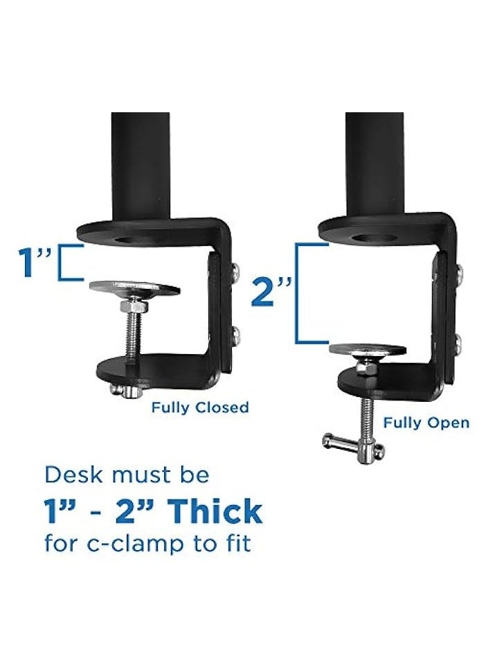 PROMASS - Single VESA Monitor Mount | Vertical Monitor Desk Stand | Telescoping Pole Height Adjustable | Fits 19 20 21 22 23 24 27 29 30 Inch Computer PC Screens | C-Clamp Base - Image 1