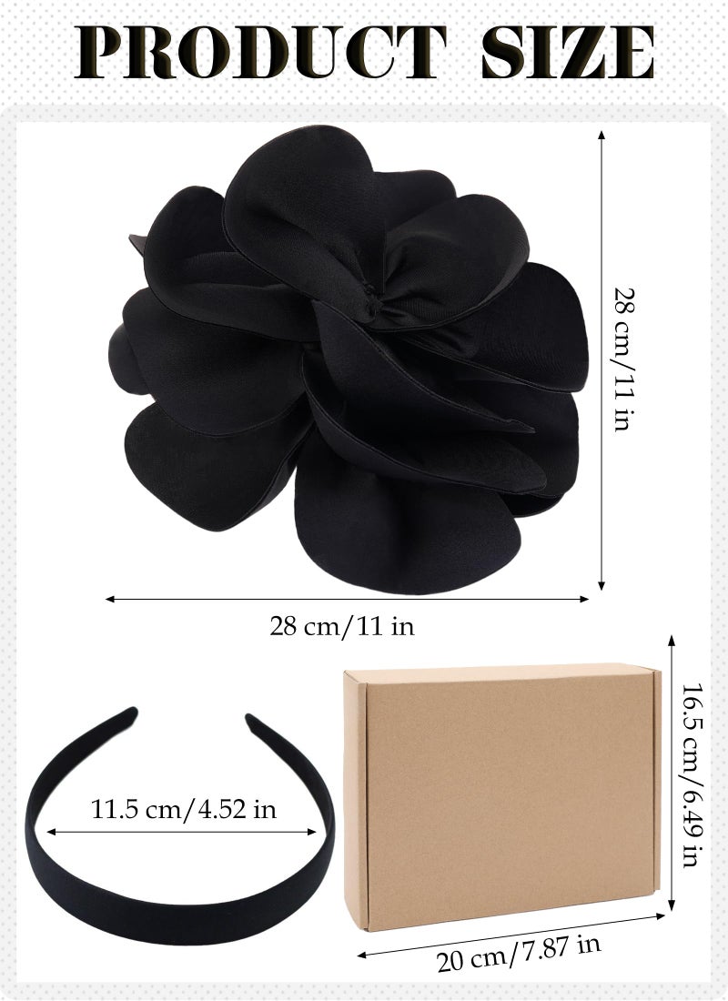 Zinniday Black Large Flower Fascinators - 2026 Rose Fascinator Hats Cocktail Wedding Headpiece 1920s 50s Floral Tea Party Hat for Women Prom Event Halloween Renaissance Accessories - Image 2