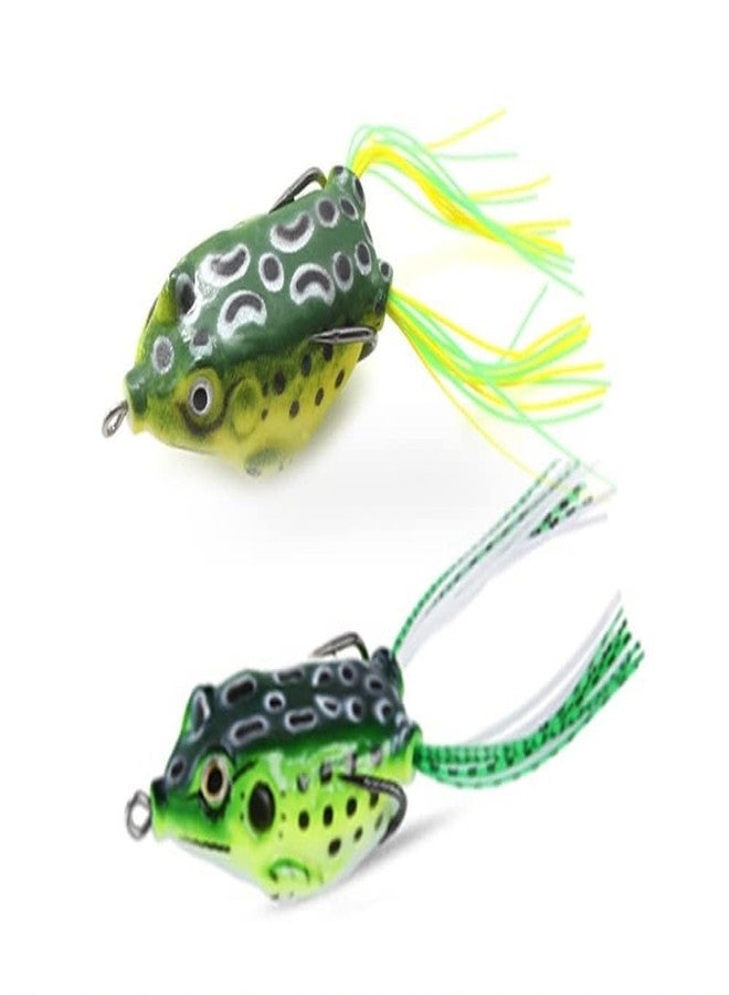 RAJry Weedless Fishing Hook Fish Top Water Frog Lure 2 Pcs Realistic Prop Frog Soft Swimbait Floating Bait with Weedless Hooks for Freshwater Saltwater - Image 1