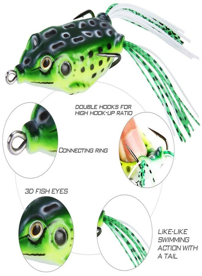 RAJry Weedless Fishing Hook Fish Top Water Frog Lure 2 Pcs Realistic Prop Frog Soft Swimbait Floating Bait with Weedless Hooks for Freshwater Saltwater - Image 2
