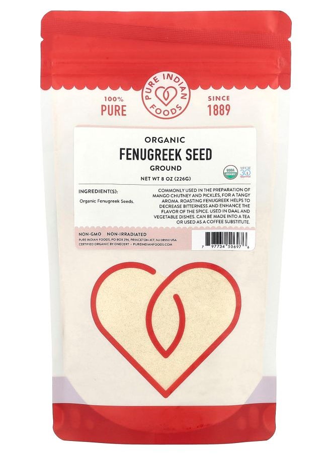 Pure Indian Foods Organic Fenugreek Seed Ground 8 oz (226 g) 