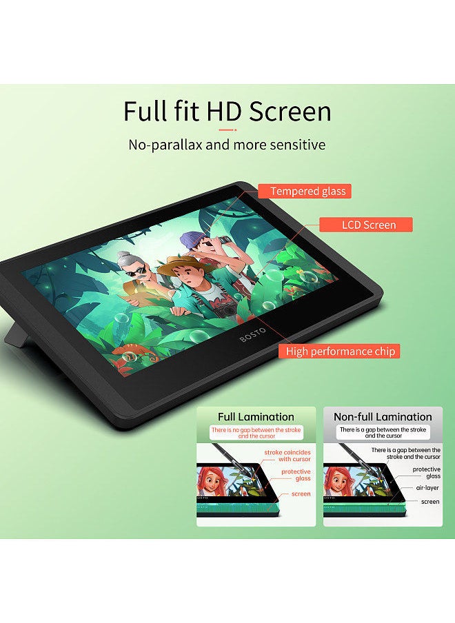 BOSTO - شاشة LCD لرسم الرسومات مقاس 11.6 بوصة مقاس 1366 × 768 ومستوى ضغط 8192 تقنية سلبية مع وظيفة الإمالة تدعم نظام التشغيل Windows MacOS جهاز لوحي للرسم يعمل بمنفذ USB مع قلم تفاعلي - Image 1