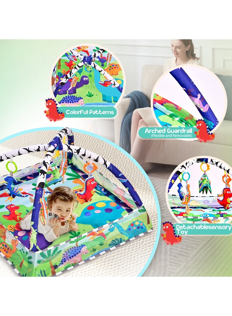 ASIV Baby Play Mat with 4 Detachable Hanging Toys – Large Crawling Mat for Newborns, Infants & Toddlers – Soft Floor Activity Gym for Boys & Girls - Image 4