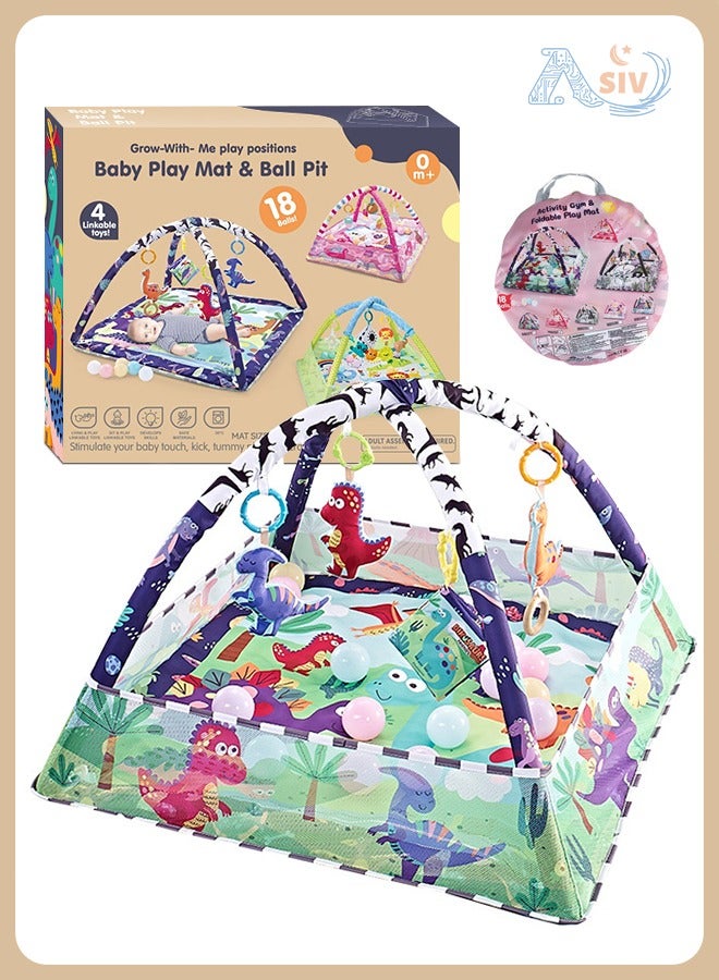 ASIV Baby Play Mat with 4 Detachable Hanging Toys – Large Crawling Mat for Newborns, Infants & Toddlers – Soft Floor Activity Gym for Boys & Girls - Image 1