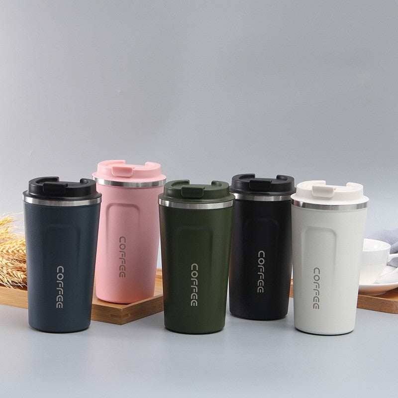 New Stainless Steel Double-Layer Coffee Cup Creative Mark Office Water Cup Car Portable Thermos Cup - Image 2