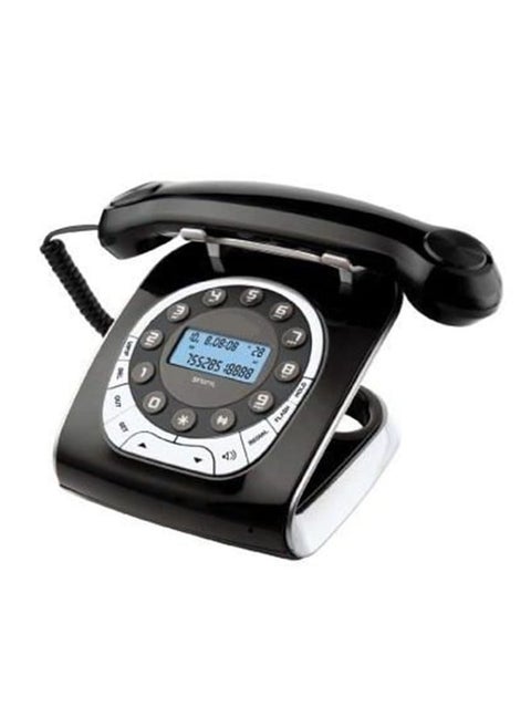 Retro Telephone with 12 Digits, 8 Ringtone and Thunder Proof Solid Built Quality with VIP Number Setting and Classic Design Hands Free Function with LCD Backlight and Auto Redial Black