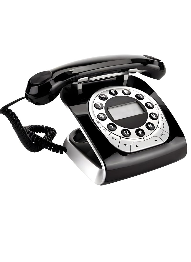 Generic - Retro Telephone with 12 Digits, 8 Ringtone and Thunder Proof Solid Built Quality with VIP Number Setting and Classic Design Hands Free Function with LCD Backlight and Auto Redial Black - Image 1