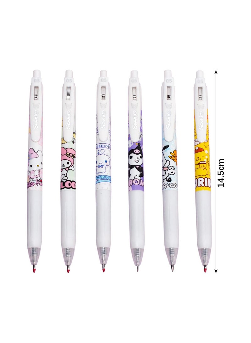 Anime Cartoon Sanrio Gel Ink Pens Set, Kawaii Cute Neutral Black Ink 0.5mm Press Retractable Pen for Office School Supplies, 24 Pcs - Image 4