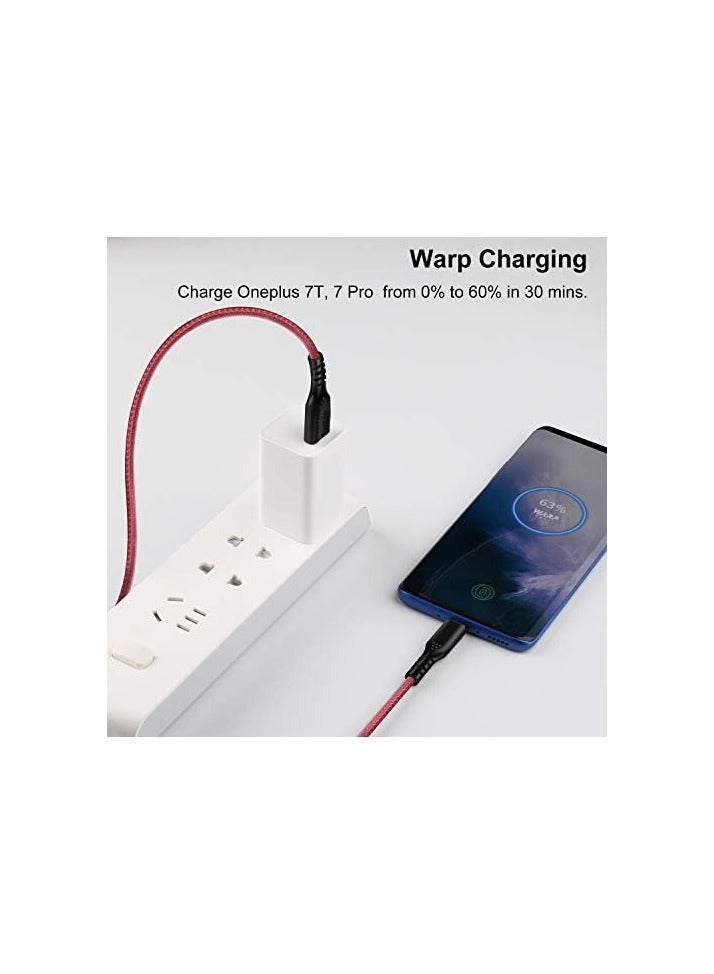 Fasgear Warp Charge 30W Cable for Oneplus 7 Pro 7T, 1 Pack 6ft/1.8m Dash Charging USB C Cable Fast Charge Nylon Braided Data Sync USB Type C Cable for Oneplus 7 6T 6 5T 5 3T (6ft, - Image 2