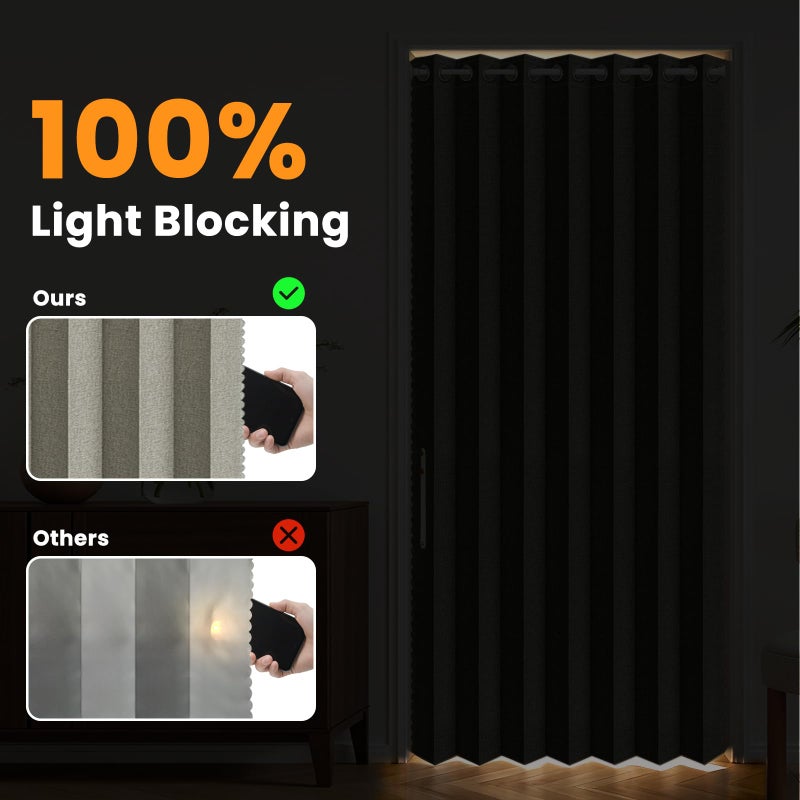 A-jazz AJAZZ 100% Blackout Accordion Doors Interior Invisible Folding Door Magnetic Door Curtain for Bedroom Living Room Doorway Curtain Sets Included Rod, 1Pack, W45 x L80 Inch, Grey - Image 4