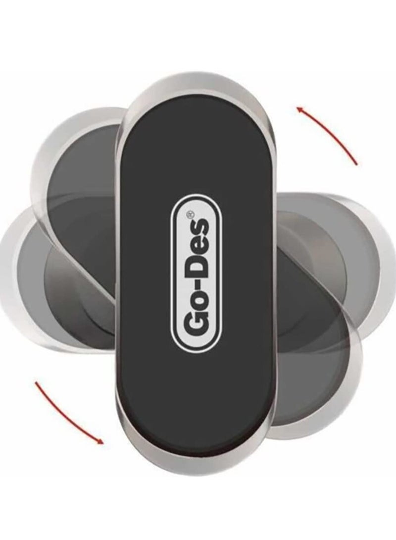 GO-DES حامل هاتف محمول صغير من Go-Des GD-HD708، حامل هاتف مغناطيسي للسيارة، حامل هاتف محمول عالمي للسيارة قابل للتعديل 360 درجة لهاتف iPhone أسود-رمادي (النوع B) - Image 2