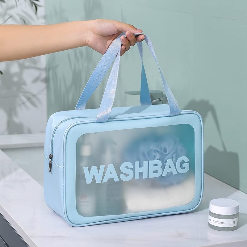 TAGUDA Cosmetic Toiletry Makeup Vanity Shaving Household Grooming Travel Storage Organizer Bags Pouch kit Pack for Men Women Girls Travel (Blue) - Image 2
