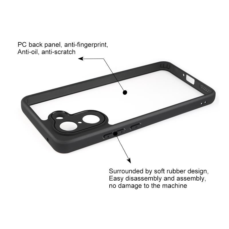 erorex For OnePlus Ace 5 Racing / Nord CE5 Frosted TPU + Transparent PC Phone Case(Black) - Image 4