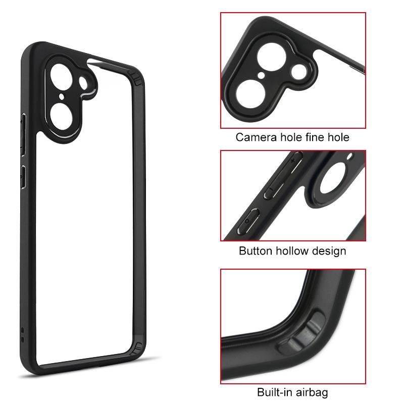 erorex For OnePlus Ace 5 Racing / Nord CE5 Frosted TPU + Transparent PC Phone Case(Black) - Image 3