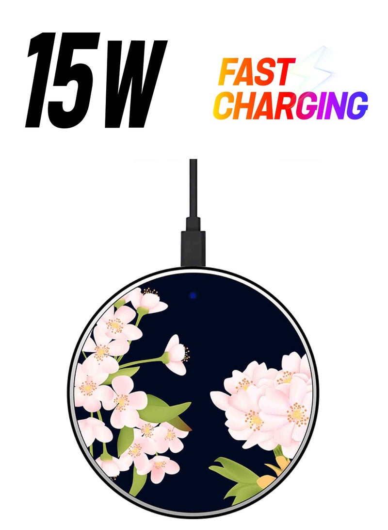 ثيودور شاحن لاسلكي سريع برسمة زهور مع كابل USB متعدد الألوان - Image 1